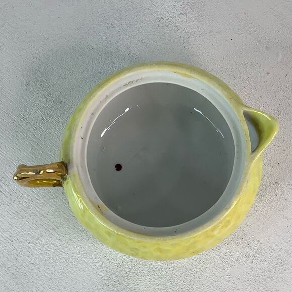 Vintage Luster Glaze Lemon Reamer Pitcher Yellow/Green/Gold Accents 3 PCS - Picture 7 of 13